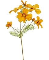 La fleur artificielle Cosmos 74 cm Orange présente plusieurs fleurs orange vif et des feuilles vertes délicates, ajoutant une touche florale artificielle vibrante à n'importe quel espace - parfaite pour la décoration florale de la maison, en particulier sur un fond blanc.