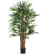 Le palmier artificiel Lady 150 cm a plusieurs tiges brunes et des feuilles vertes denses et minces dans un simple pot noir. Cette grande plante en pot est idéale pour les amateurs d’arbres artificiels et offre une verdure luxuriante sur n’importe quelle toile de fond.