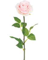 Une rose artificielle classique de 55 cm de haut, de couleur rose clair avec des feuilles vertes - Fleur artificielle Rose Classic 55 cm rose clair.