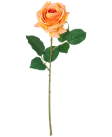 Une fleur artificielle Crystal touch rose hydratante Real Touch pêche, de 43 cm de haut avec des feuilles vertes, affichée sur un fond blanc uni.
