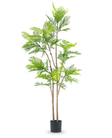 La fougère artificielle de 210 cm est une grande plante artificielle avec de multiples tiges brunes fines et des feuilles vertes luxuriantes ressemblant à des fougères, sur un fond blanc uni.