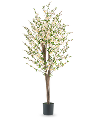 Plante artificielle de fleurs de cerisier 180 cm crème