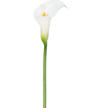 Un lys artificiel de 84 cm blanc avec un coeur jaune.