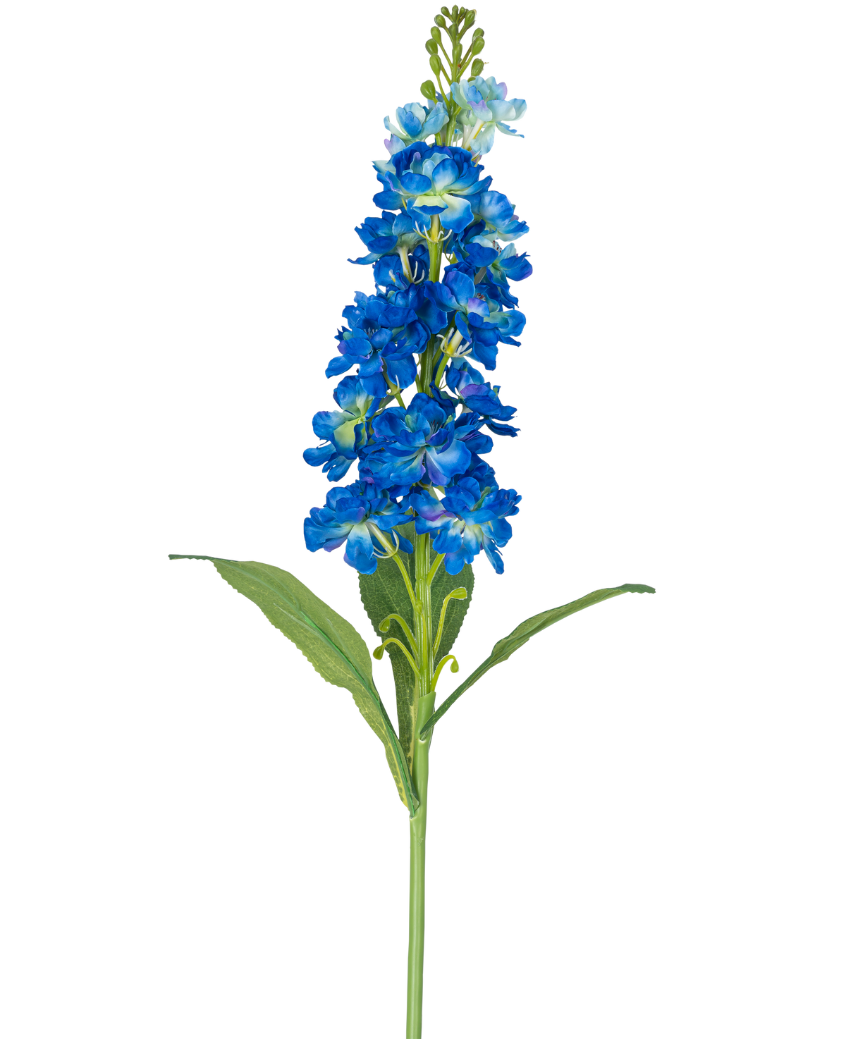 La Fleur Artificielle Violier 78 cm bleu est une seule tige de fleur bleue artificielle avec de multiples fleurs vibrantes et des feuilles vertes, parfaites pour la décoration.
