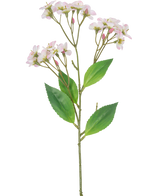 Une Orchidée Fleur Artificielle Real Touch Rose de 50 cm avec plusieurs bouquets de fleurs rose clair et de feuilles vertes, isolés sur fond blanc.