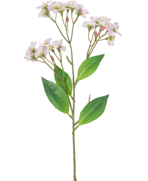 Une Orchidée Fleur Artificielle Real Touch Rose de 50 cm avec plusieurs bouquets de fleurs rose clair et de feuilles vertes, isolés sur fond blanc.