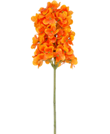 Une seule fleur artificielle boule de neige Real Touch Orange, de 58 cm de haut, a des fleurs groupées orange vif sur une tige verte, sur un fond blanc uni.