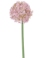 Une seule grande tige violette de la fleur artificielle Allium Large de 80 cm, portant une grande grappe ronde de petites fleurs en forme d'étoile, représentées sur un fond blanc.