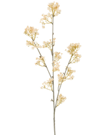 Une seule tige de fleur artificielle Gypso, 106 cm, crème/marron, avec de petites fleurs gracieuses crème et marron qui se ramifient, sur un fond blanc.