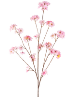 La Fleur de Cerisier Artificielle 130 cm rose a une seule tige brune qui se ramifie en bouquets de délicates fleurs de cerisier roses, magnifiques sur un fond blanc uni.