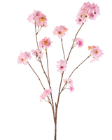 La Fleur de Cerisier Artificielle 114 cm rose possède plusieurs fines tiges brunes avec des bouquets de fleurs de cerisier rose tendre sur un fond blanc uni.