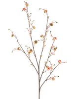 La Fleur Artificielle Marguerite 108 cm rose est une branche artificielle haute et élancée à plusieurs ramifications, décorée de petites fleurs roses ressemblant à des marguerites et de feuilles vertes, sur un fond blanc uni.