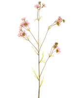 Une fleur artificielle Cosmos 95 cm rose a une seule tige haute avec de multiples branches fines, chacune décorée de bouquets de fleurs roses délicates et de feuilles vert clair, sur un fond blanc uni.