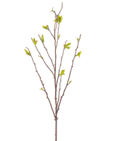 La Fleur Artificielle Winterzoet 81 cm verte est une branche artificielle avec de fines tiges brunes et de petites feuilles vertes sur fond blanc.