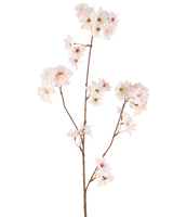 La Fleur Artificielle Fleur de Cerisier 85 cm blush possède une seule tige marron avec de multiples branches, chacune décorée de délicates fleurs de cerisier rose, sur un fond blanc uni.