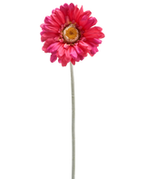 Une seule fleur de Gerbera artificielle de 53 cm bordeaux avec une longue tige verte, isolée sur fond blanc.