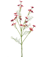 Une fleur sauvage artificielle de 68 cm de couleur rose foncé, avec de fines tiges vertes, des feuilles plumeuses et plusieurs petites fleurs rose vif sur fond blanc.
