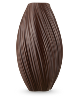 Le Vase Soft Dune 26 cm marron est un grand vase en céramique marron foncé avec une finition lisse et brillante avec un motif de structure ondulé verticalement.