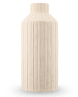 Le vase Forest Curve 30 cm beige est un grand vase cylindrique en céramique avec une surface mate et structurée avec des motifs nervurés verticaux et un col étroit.