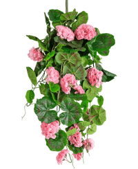 Plante artificielle tombante géranium 75 cm rose