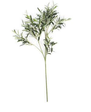 La feuille d'olivier artificielle 90 cm ignifuge possède des feuilles fines et des tiges multiples, idéales comme décoration méditerranéenne. Résistant aux UV et ignifuge, isolé sur fond blanc.