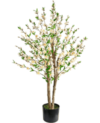 Plante artificielle de fleurs de cerisier 120 cm crème