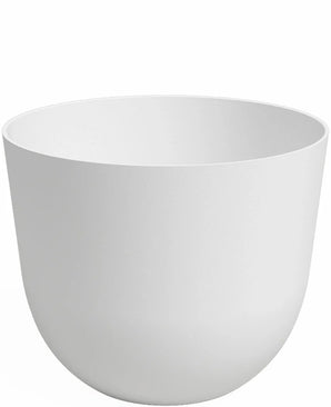 Le Jardinière Havanna Ø30 cm x H25 cm est un pot de fleurs rond uni, blanc, avec une surface lisse et un design minimaliste, présenté vide sur un fond blanc.