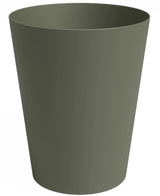 La Jardinière Porto Ø30cm x H40cm est une jardinière cylindrique unie vert olive avec des côtés lisses et un dessus légèrement évasé.