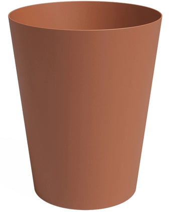 Une jardinière Porto simple et cylindrique (Ø30 cm x H40 cm) avec un dessus légèrement évasé et une finition en plastique marron, présentée sur un fond blanc.
