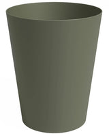 La Jardinière Porto Ø40cm x H50cm est une jardinière cylindrique vert olive avec une forme légèrement effilée et une surface lisse, présentée sur un fond blanc.