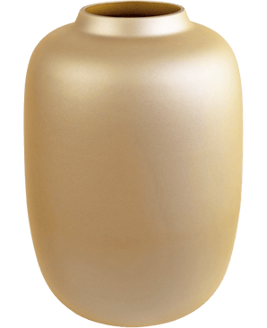 De Vaas Artic Goud (Ø21 x H29 cm) is een slanke, matgouden vaas met een brede body en een smalle, licht uitlopende opening, weergegeven op een effen witte achtergrond.