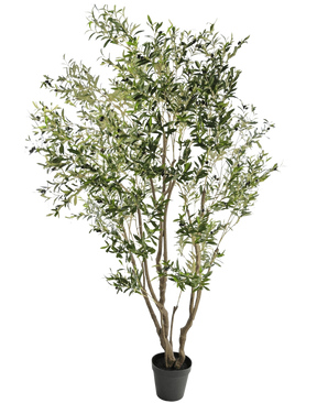 L'olivier artificiel 260 cm possède plusieurs branches fines et des feuilles vertes denses et étroites. Sur un fond blanc, cette plante artificielle facile d'entretien apporte sans effort de la verdure dans n'importe quelle pièce.