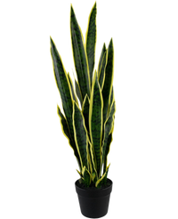 Plante artificielle Sansevieria Laurentii 92 cm dans un pot ornemental