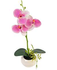 Orchidée artificielle 28 cm blanc/rose en pot