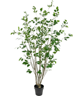 La Plante Artificielle Ficus 180 cm est un grand arbre artificiel en pot avec plusieurs troncs bruns élancés et des feuilles vertes denses sur un fond uni blanc.