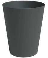 Une jardinière Porto cylindrique unie, gris foncé, Ø30 cm x H40 cm, avec un dessus légèrement plus large, sur un fond blanc.