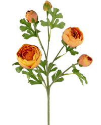 Branches artificielles de renoncules x5 Real Touch orange 62 cm
