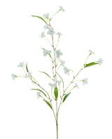 La Fleur Artificielle Alstroemeria Real Touch Blanc 100 cm présente de fines feuilles vertes et de petites fleurs blanches sur une tige délicate, sur un fond blanc uni.