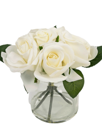 Bouquet de roses artificielles Real Touch blanc 18 cm