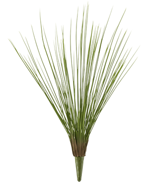 Le gazon artificiel Royal Grass UV 60 cm possède des tiges de gazon artificiel vertes, hautes et fines, regroupées à la base et en éventail vers l'extérieur, sur un fond blanc uni.