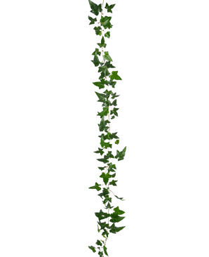 La plante artificielle suspendue Lierre Boston Garland 180 cm vert possède une longue vrille de lierre vert à plusieurs feuilles, suspendue verticalement sur un fond blanc uni.