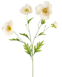 Coquelicot artificiel Real Touch Crème/jaune 65 cm