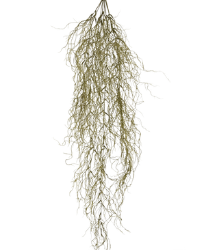La plante artificielle suspendue Sudo 110 cm possède de fines branches séchées longues et bouclées qui pendent sur un fond uni blanc. Elle ajoute de l'atmosphère et du confort en tant que plante artificielle suspendue unique à votre espace.