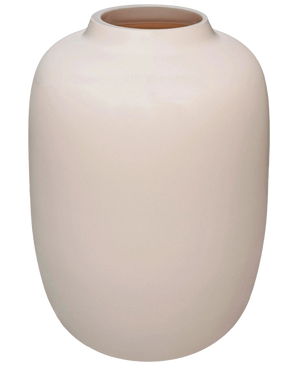 Le vase Artic Beige (Ø21 x H29 cm) est un vase en céramique lisse blanc cassé de forme ronde et une petite ouverture évasée, représenté sur un fond blanc.