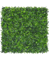 La Haie artificielle mélange mat 50x50 cm ignifuge UV est un panneau carré avec des feuilles artificielles vertes denses et mélangées, lui donnant l'apparence d'un jardin vertical luxuriant. Il est résistant aux UV et ignifuge pour une utilisation extérieure à long terme.